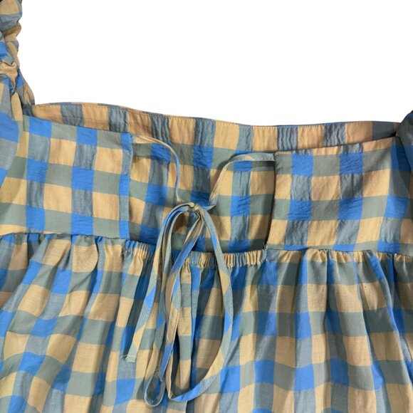 Zara Puff Sleeve Gingham Tiered Dress - Picture 2 of 3